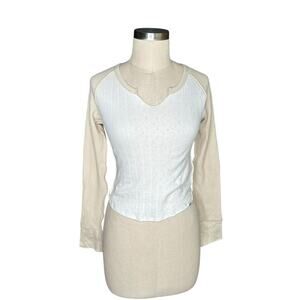 BDG Viv Spliced Notch Neck Tee Women's Size Medium Thermal Top NWT